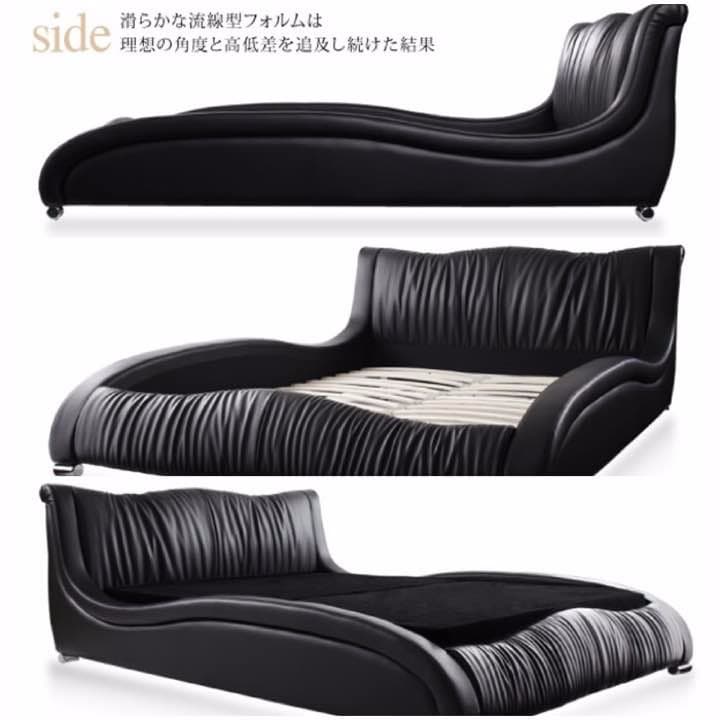 大人気！！ダブル【ボンネルマットレス付】高級レザーベッド