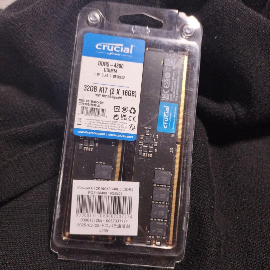 み*つ様 crucial DDR5-4800 32GB (2x16GB) メモリ