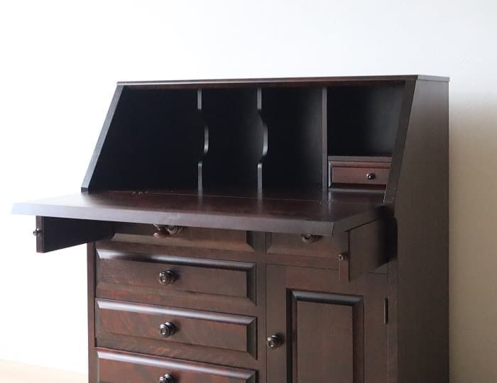 北海道民芸家具 ライティングビューロー カバ材 チェスト 日本製