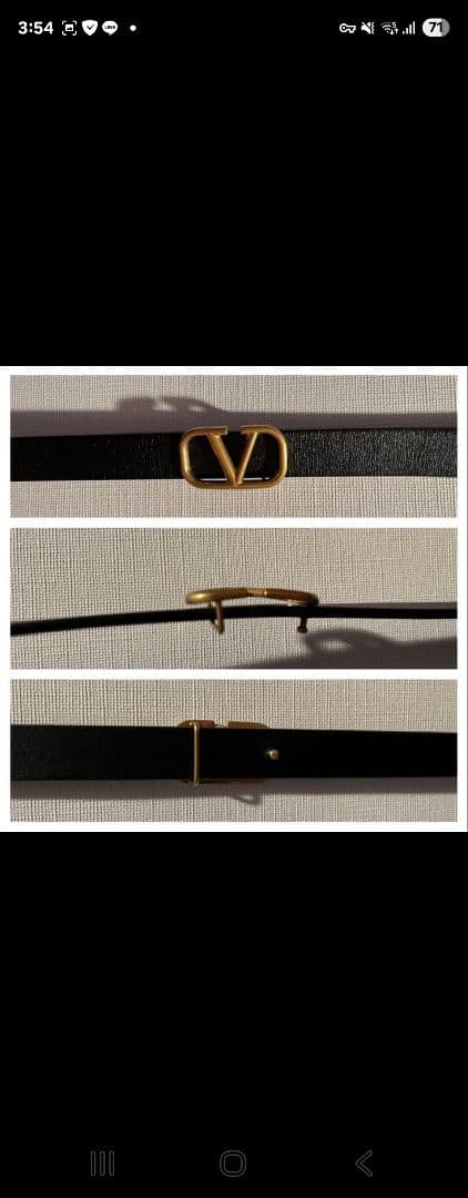 ヴァレンティノ ブラックレザー Vロゴバックル ベルト