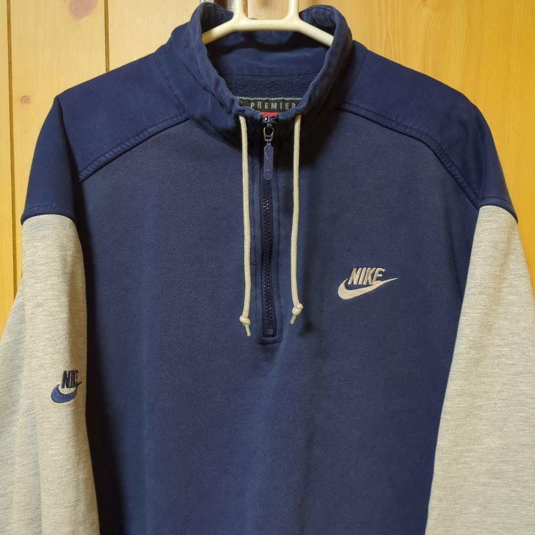 【希少】90s NIKE premier ナイキ　ハーフジップ　スウェット　L
