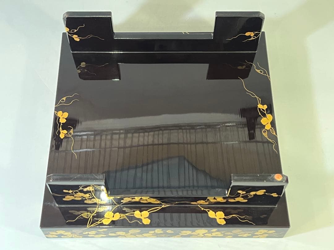 DT731 瓢箪纏蒔絵 四方盆 美品