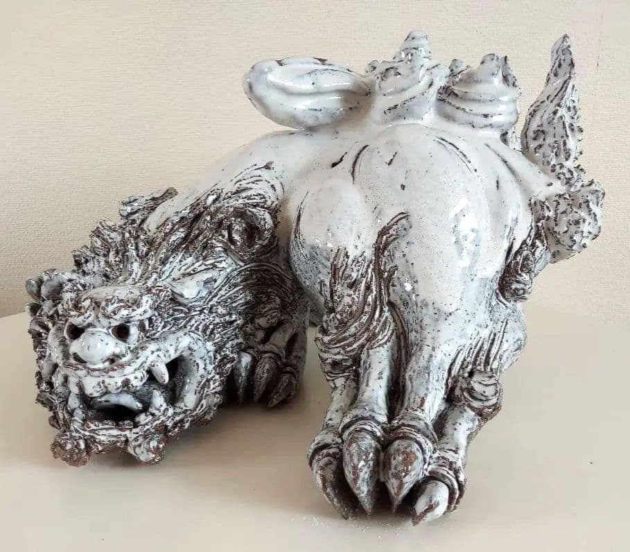 萩焼　 獅子の置物 　小久保凌雲作