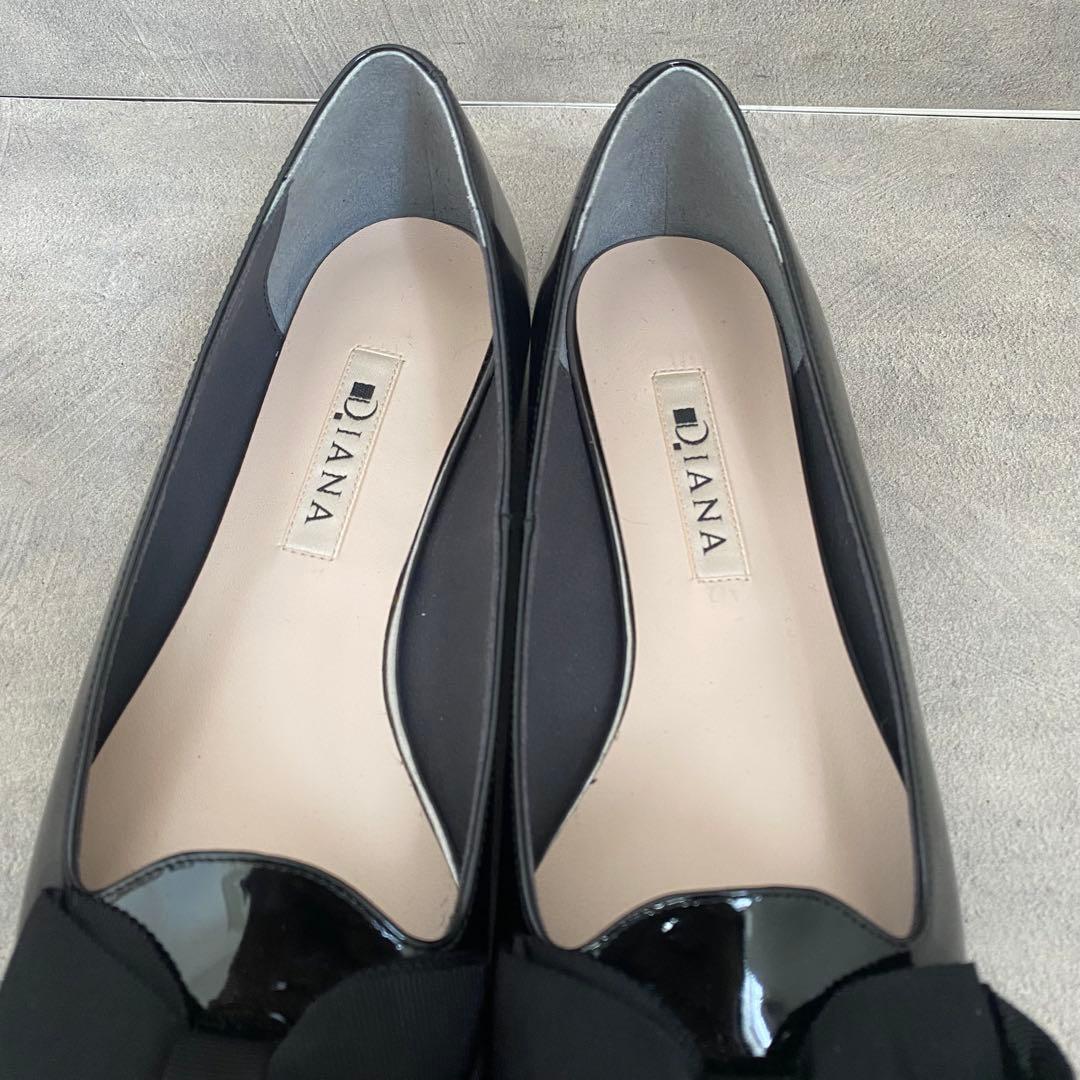 【極美品】DIANA ダイアナ ポインテッドトゥ オペラシューズ リボン