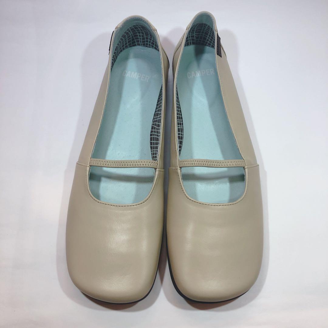 【極美品】カンペール　幅広　スクエアトゥ　フラットパンプス　レッドソール