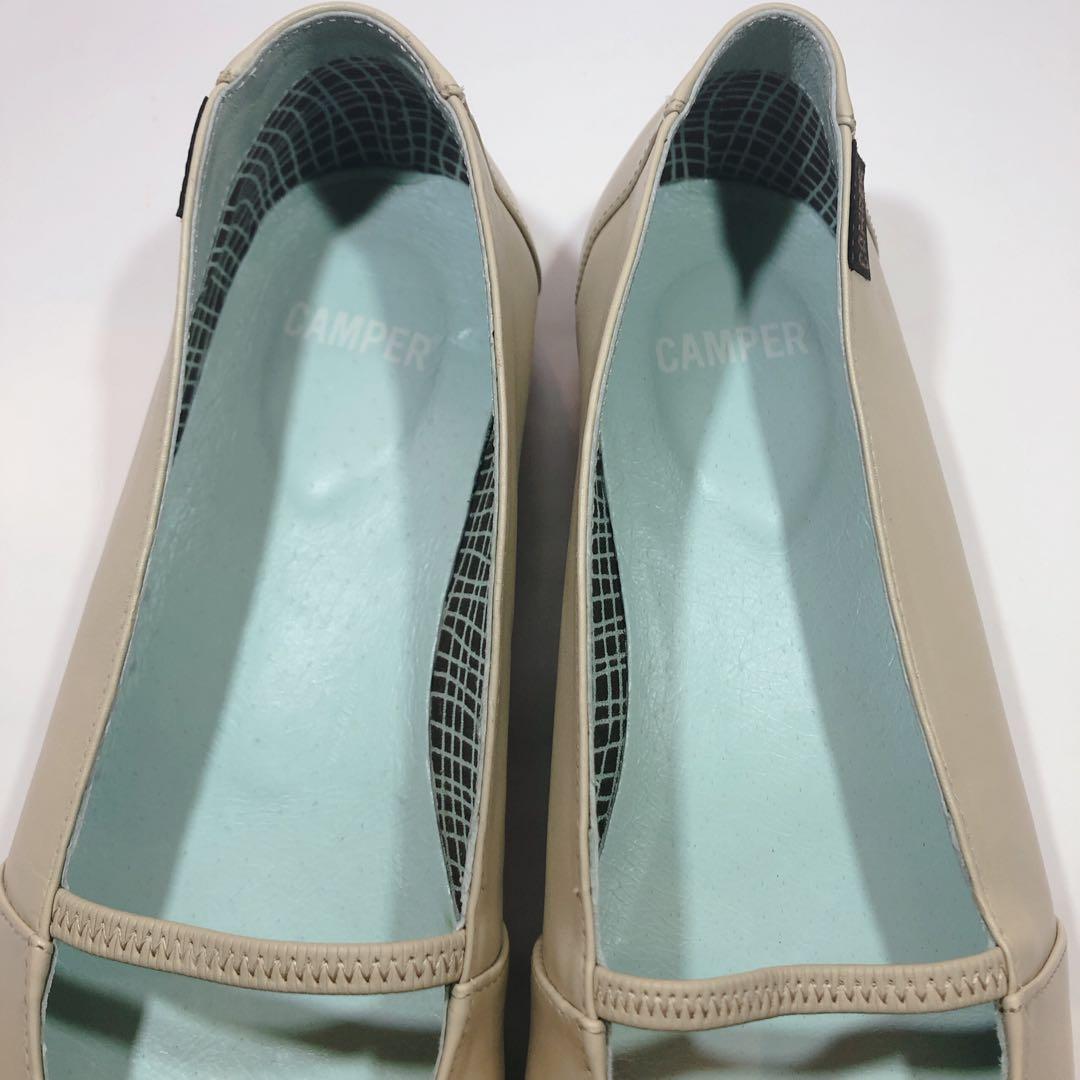 【極美品】カンペール　幅広　スクエアトゥ　フラットパンプス　レッドソール