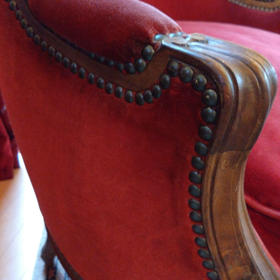 猫脚もきゅ〜とな1人掛けソファー　アンティークソファー　猫脚ソファー