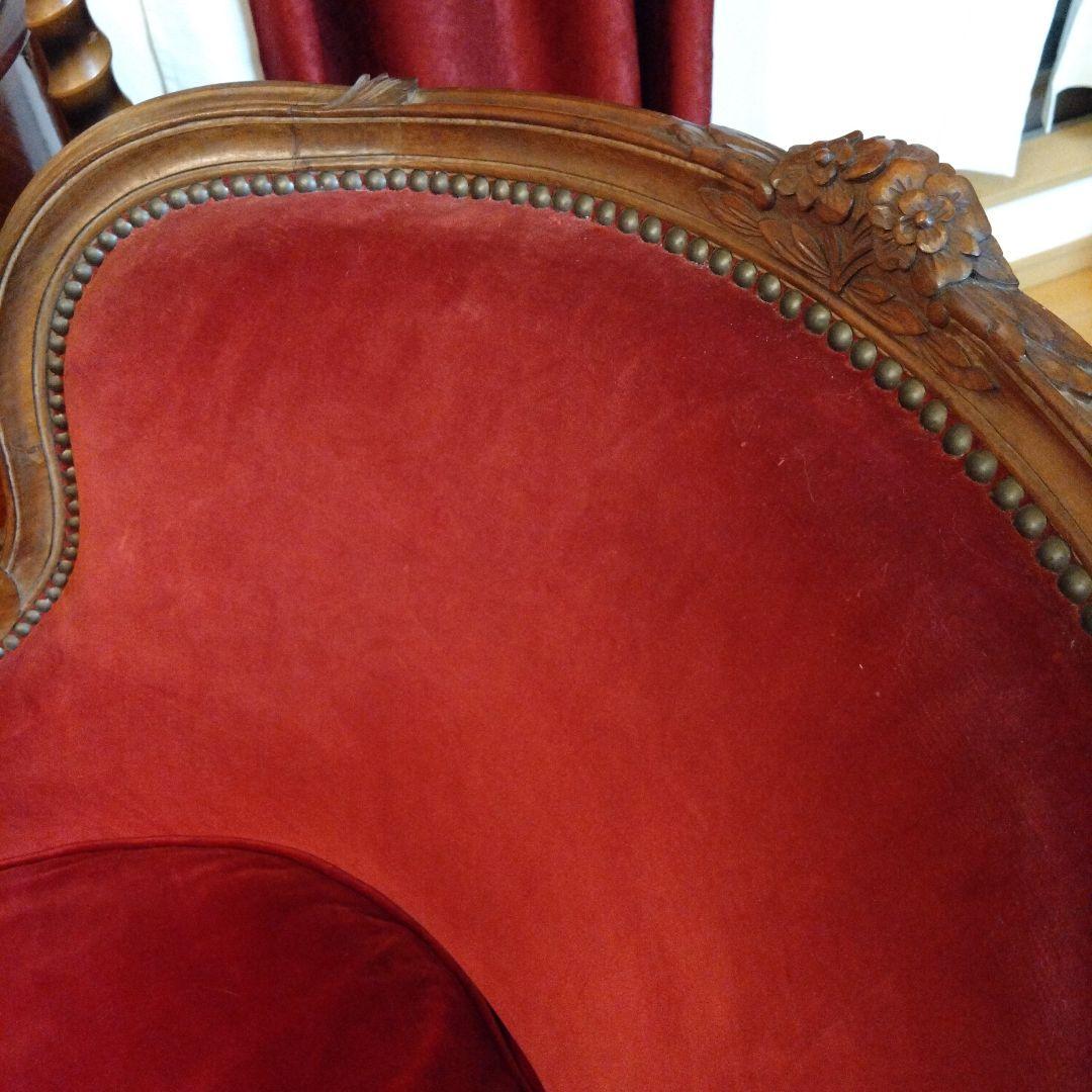 猫脚もきゅ〜とな1人掛けソファー　アンティークソファー　猫脚ソファー