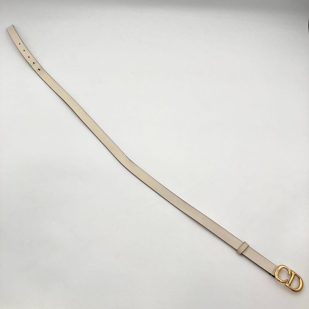 近年！極美品✨ ディオール Saddle ベルト 細身 レザー アイボリー CD