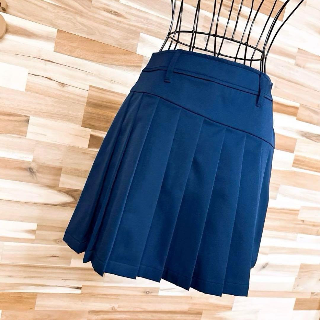未使用【ルコックスポルティフ】プリーツ ゴルフ スカート 吸汗速乾UPF50 紺