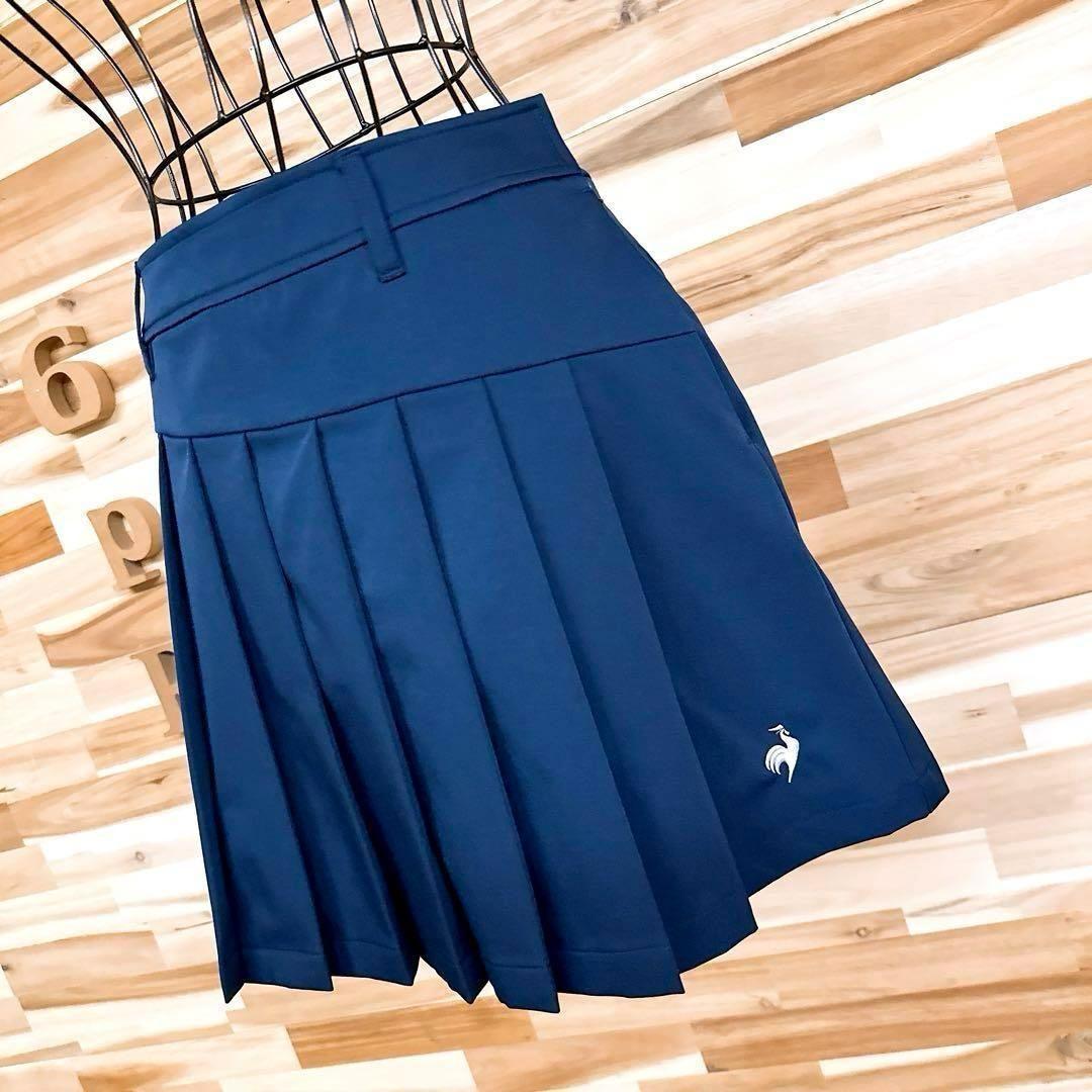 未使用【ルコックスポルティフ】プリーツ ゴルフ スカート 吸汗速乾UPF50 紺