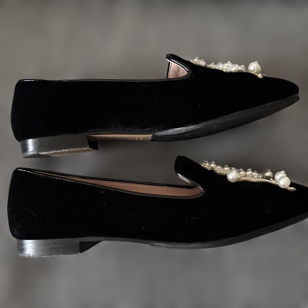 kate spade プードルモチーフ フラットシューズ 黒