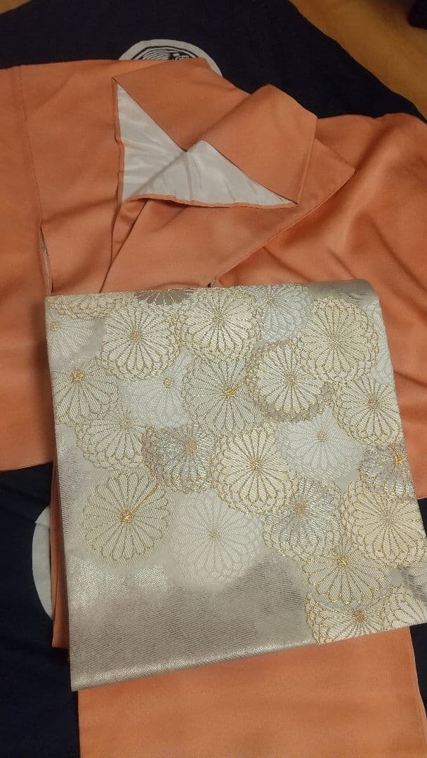 【袋帯】皇紫菊紋様 六通 431㎝