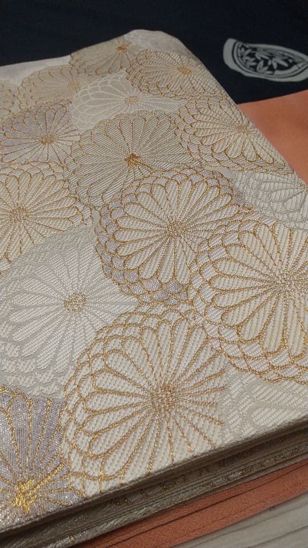 【袋帯】皇紫菊紋様 六通 431㎝