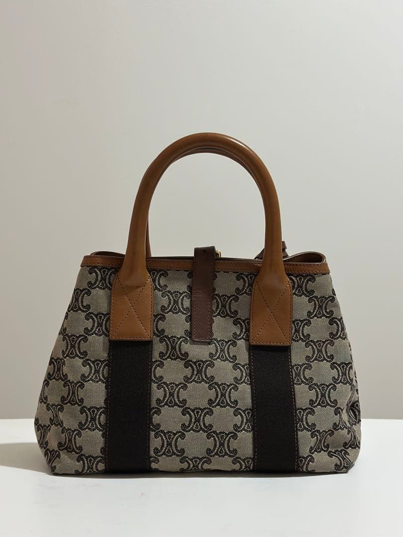 セリーヌ　ハンドバッグ　マカダム　トリオンフ　キャンバス