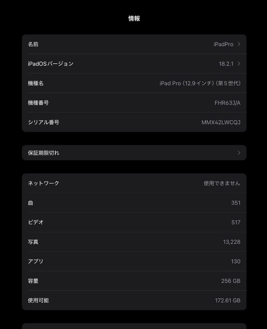 美品 iPadPro 12.9インチ 第5世代 256GB cellular