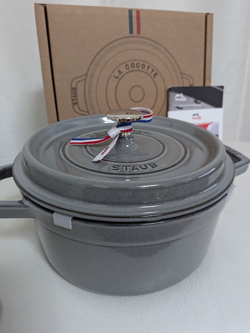 【新品セット】ストウブ22cm ピコ・ココットラウンドグレー&スープレードル