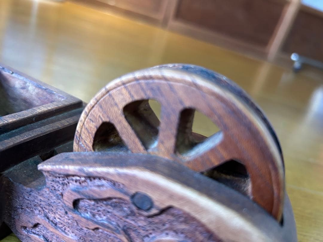 墨壺 大工道具 アンティーク 木製小物入れ 雲模様 レトロ インテリア 花器