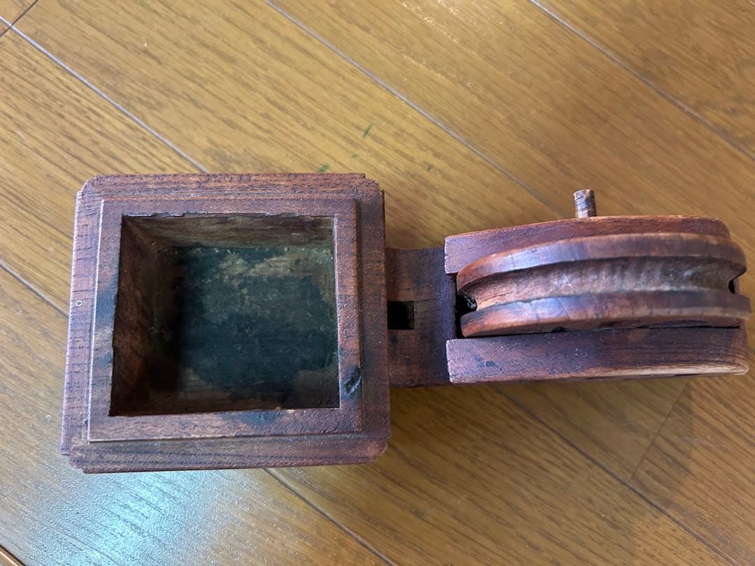 墨壺 大工道具 アンティーク 木製小物入れ 雲模様 レトロ インテリア 花器