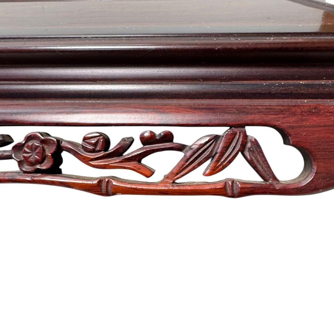 紫檀 唐草彫 透かし彫り 花台 盆栽台 飾り台 置台 香炉台