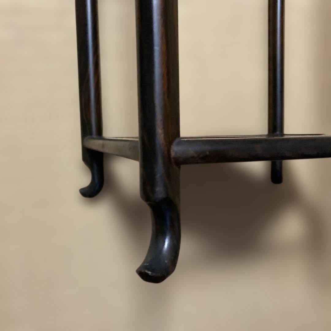 高級花台 紫檀　松竹梅透かし彫り　香炉台　飾卓　高足　約25x25x76.8cm