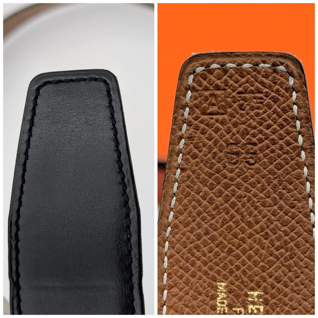 エルメス コンスタンス Hベルト ゴールド リバーシブル カーフ 65 ブラック