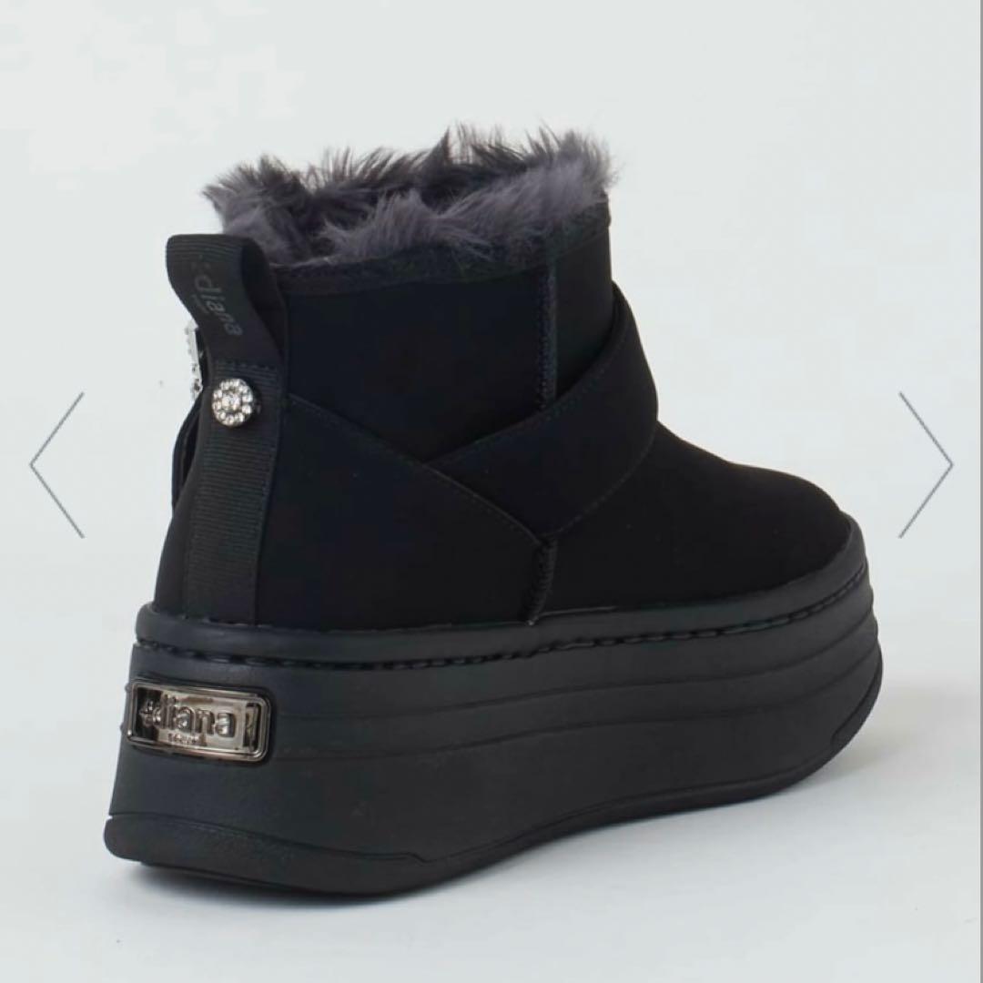 プラスダイアナ　＋diana 【軽量】厚底エコファーブーツ　ブラック　新品