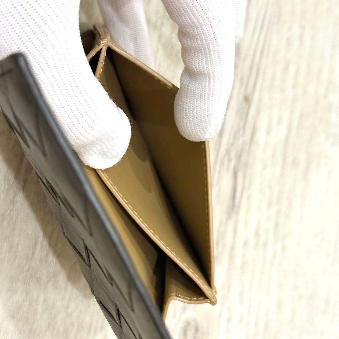 美品 現行 ボッテガヴェネタ ビジネスカードケース イントレチャート ブラウン