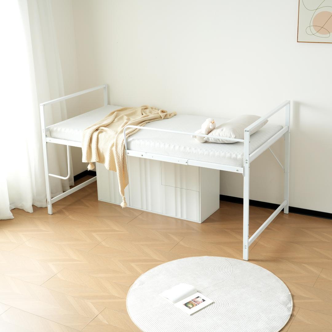 【お得SALE】ロフトベッド パイプベッド シングル 【高110cm】WHITE