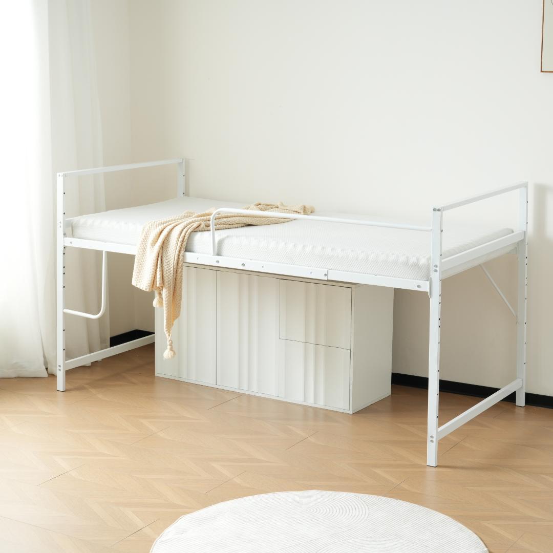 【お得SALE】ロフトベッド パイプベッド シングル 【高110cm】WHITE