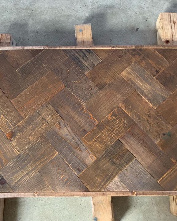 ヘリンボーン　天板　ハンドメイド　テーブル