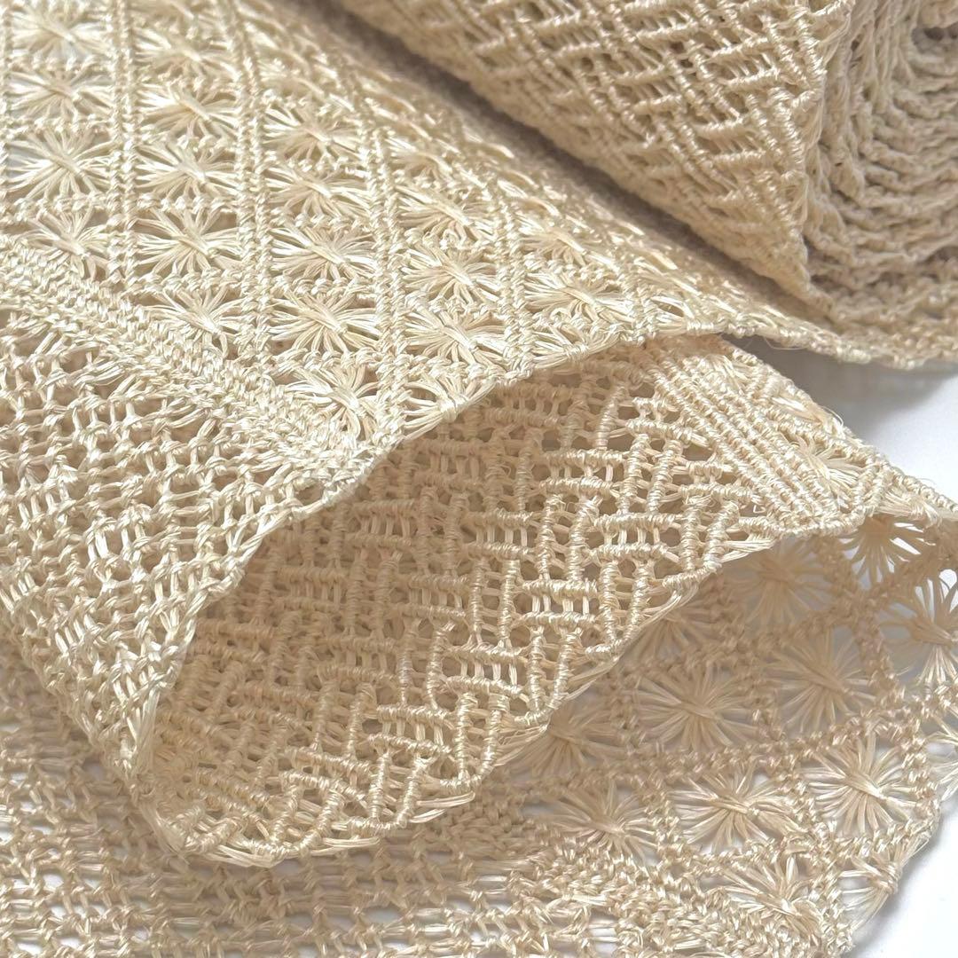 アバカ　半幅帯　M+abaca 網代に花繋ぎ　夏単衣　6542