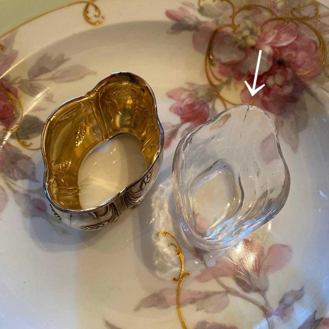 【フランス／ピュイフォルカ】純銀 クリスタル／ソルトセラー１個セット ※難有り