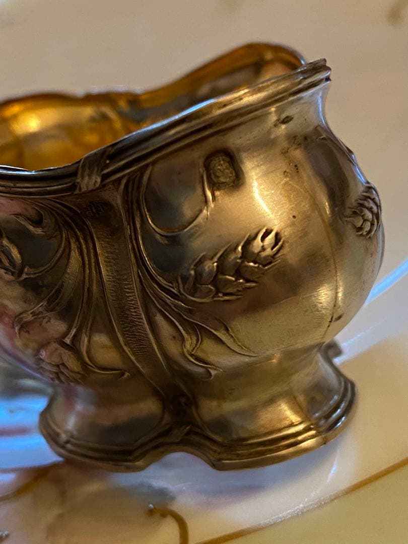 【フランス／ピュイフォルカ】純銀 クリスタル／ソルトセラー１個セット ※難有り