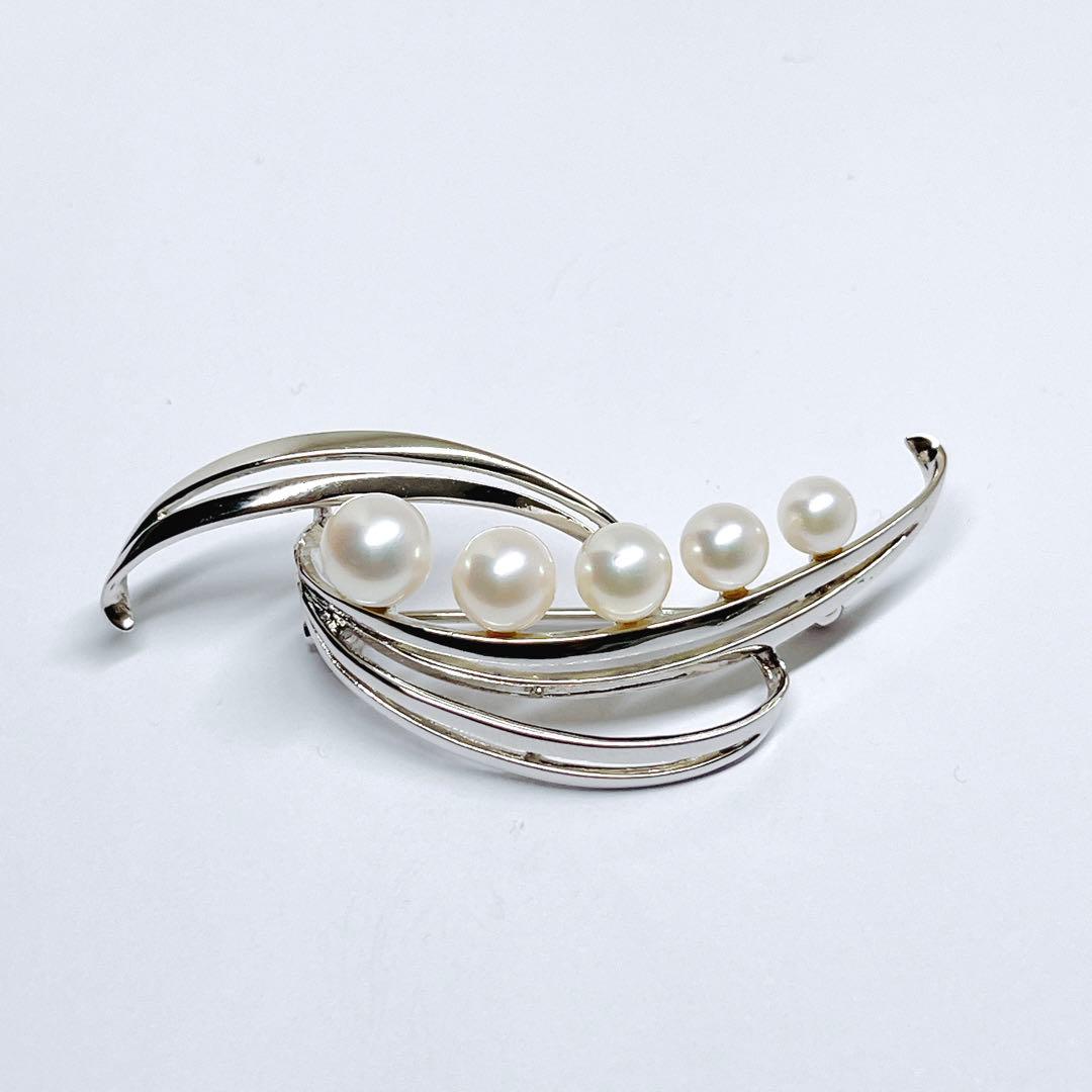 美品✨MIKIMOTO ミキモト パール　ブローチ　シルバー