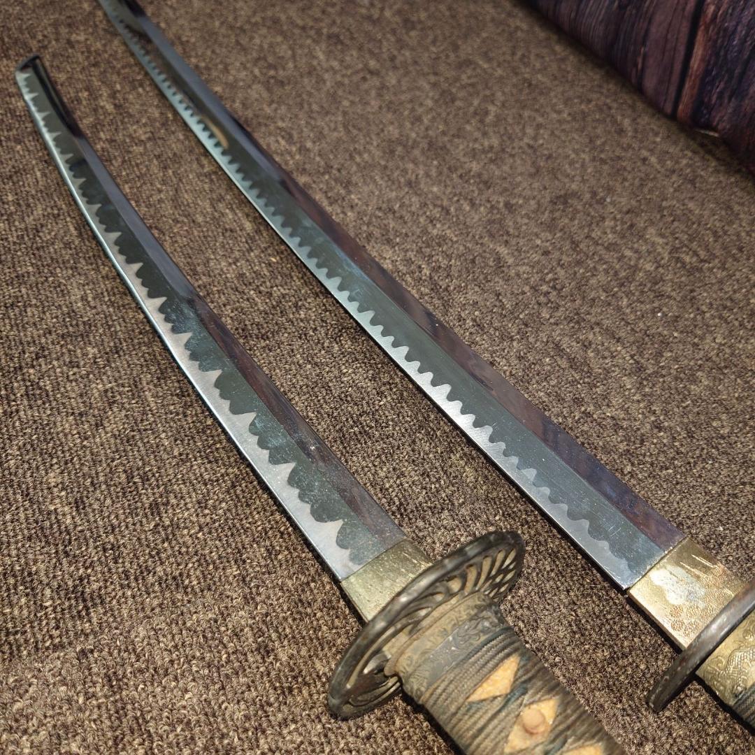 日本刀 鞘付き模造刀 大小2本セット 刀掛け鹿の角セット 観賞用