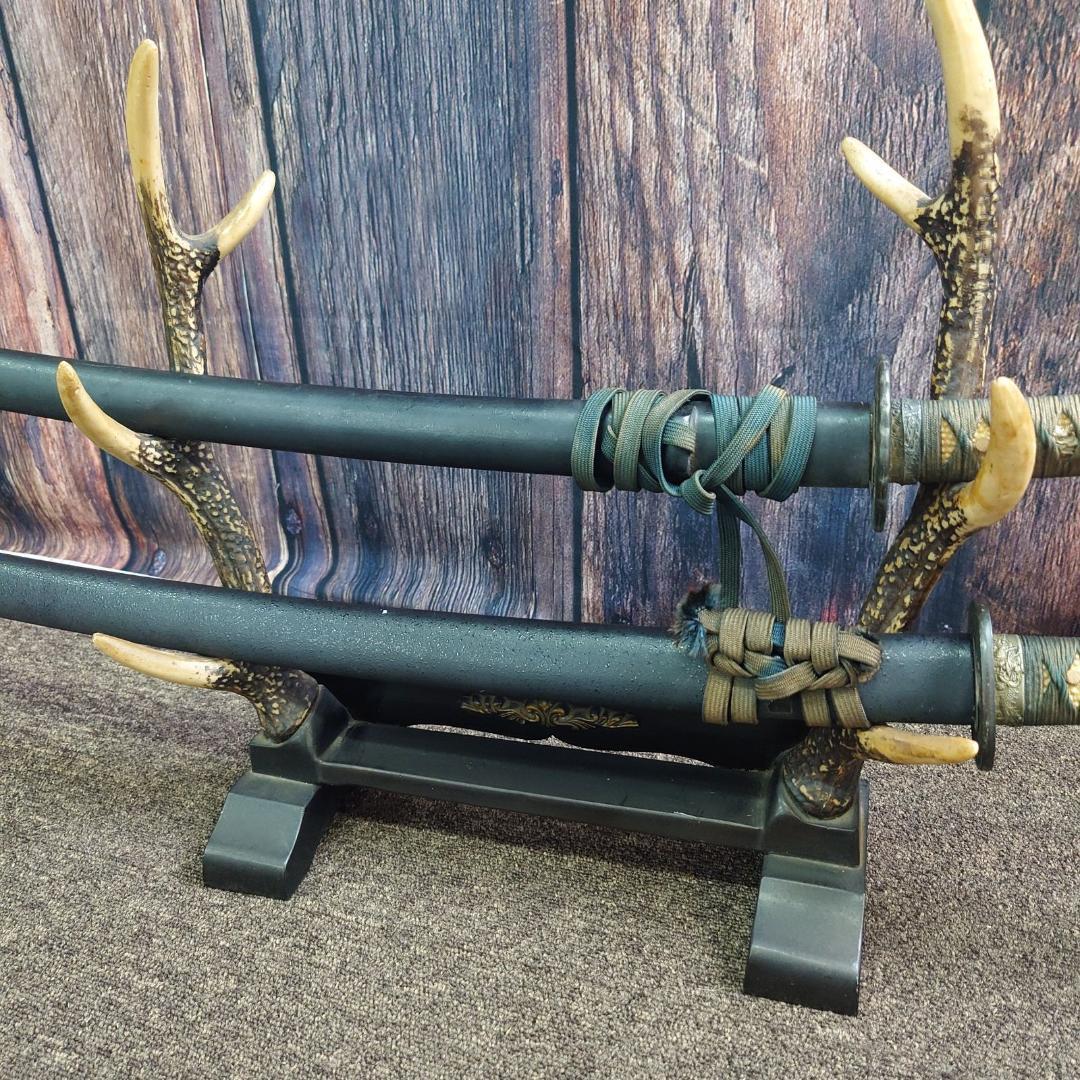 日本刀 鞘付き模造刀 大小2本セット 刀掛け鹿の角セット 観賞用