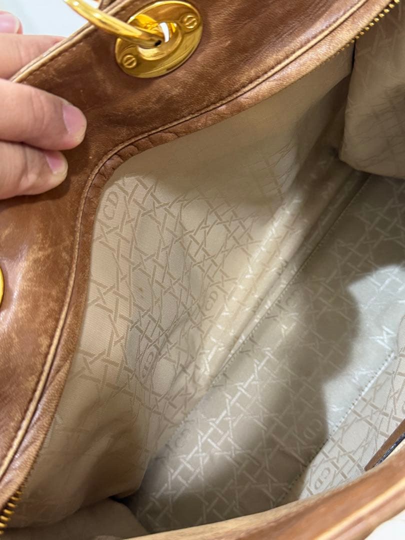 ⭐️Lea⭐️ Christian Dior ブラウン レザー カナージュ