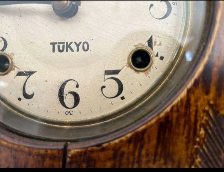 振り子時計　ゼンマイ式　昭和レトロ　アンティーク　壁掛け時計　桜　和風