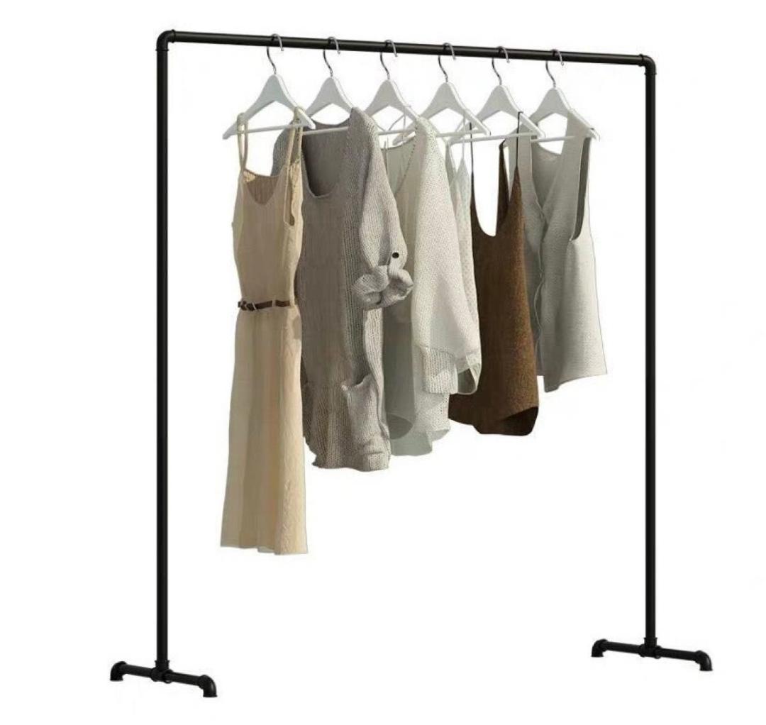 【訳あり③】アイアンハンガーラック ハンガーラック 150×120 ブラック 黒