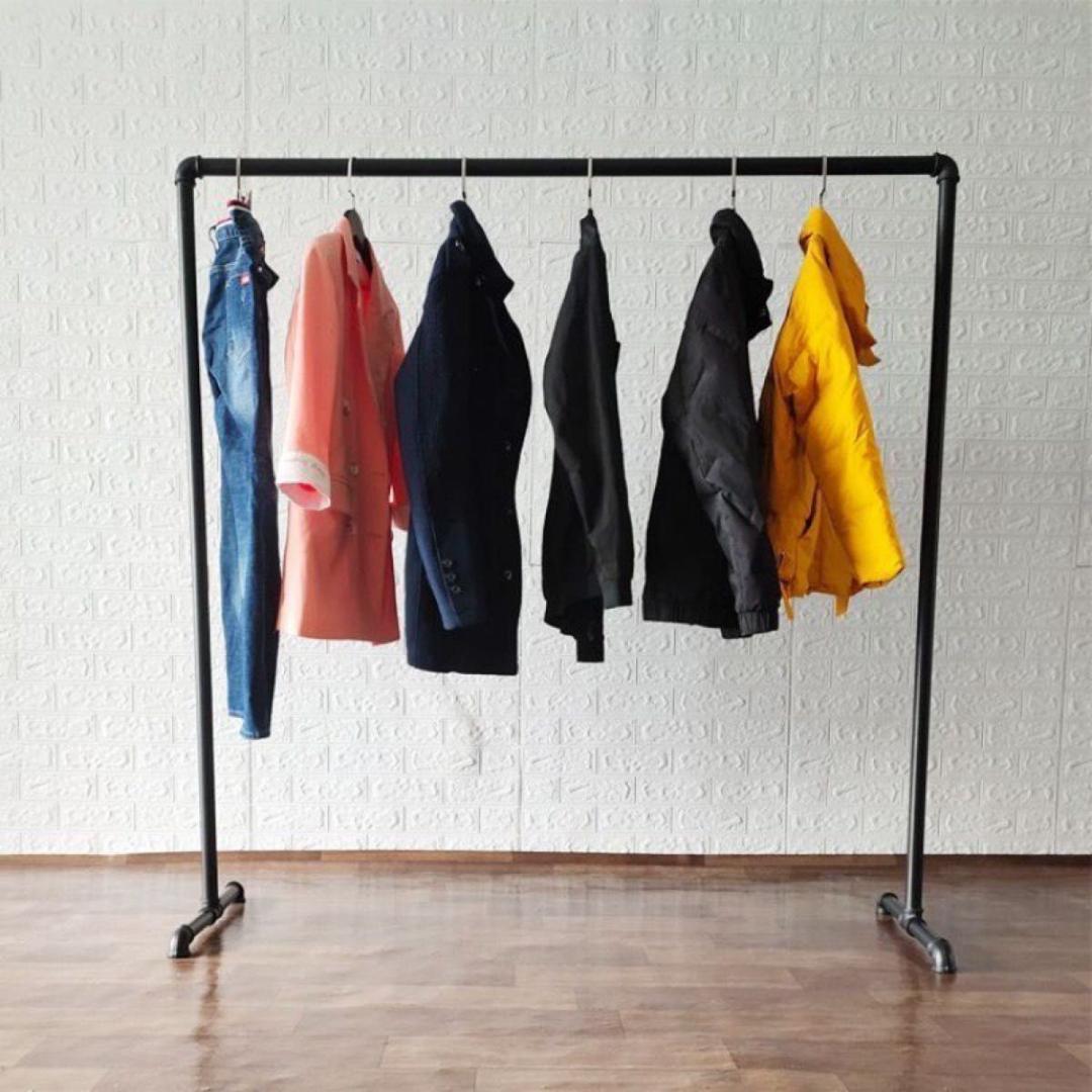 【訳あり③】アイアンハンガーラック ハンガーラック 150×120 ブラック 黒