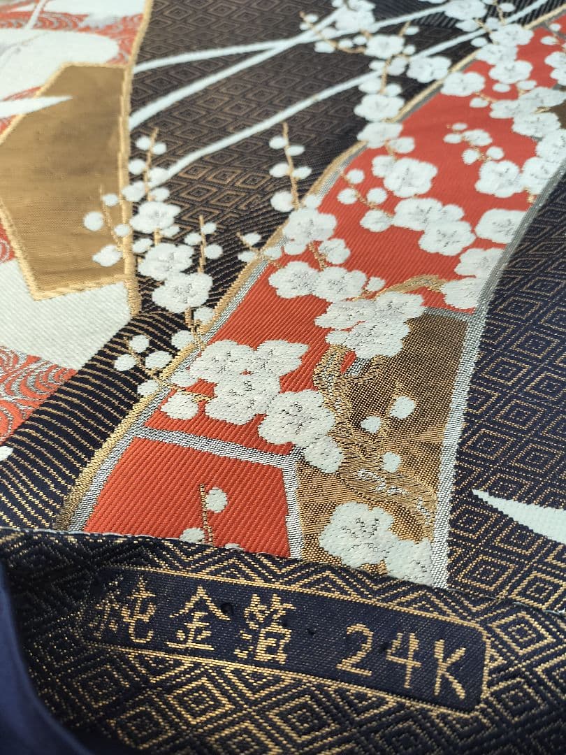 A683★逸品‼️純金箔 24K‼️ひな祭り‼️正絹テーブルランナー2m12cm