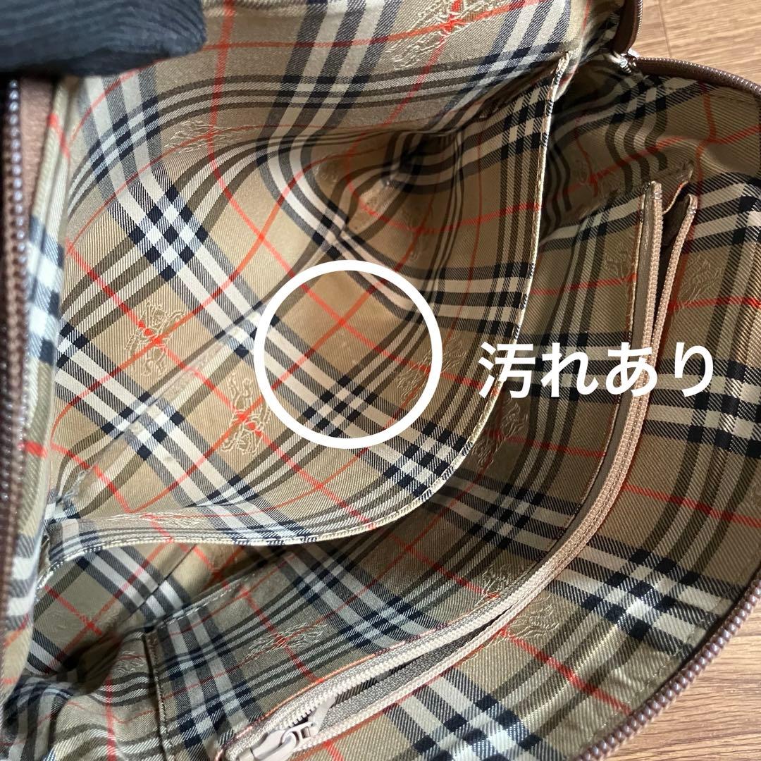 BURBERRY レザーハンドバッグ ノバチェック 茶 ブラウン