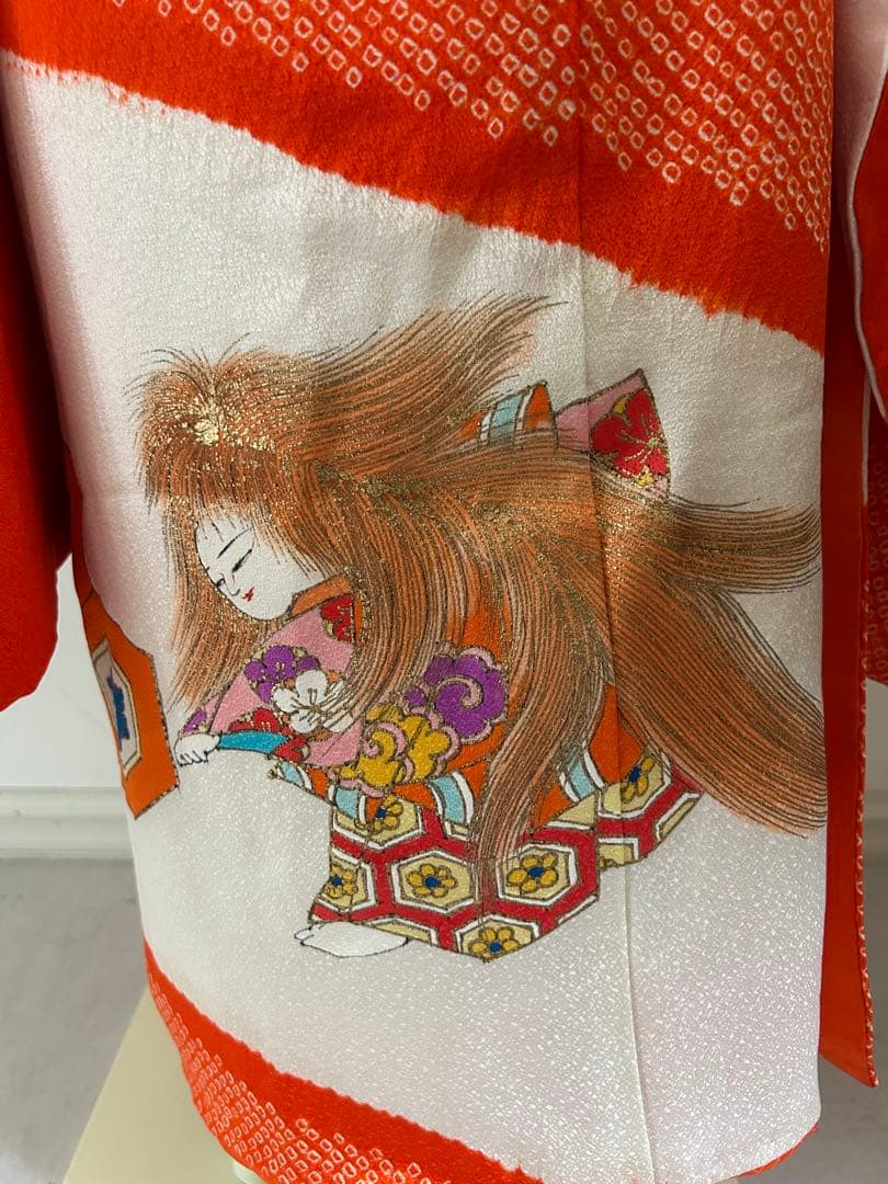 7歳　七五三　正絹着物　手描き古典柄　帯　帯揚げ　帯締め　しごき　セット