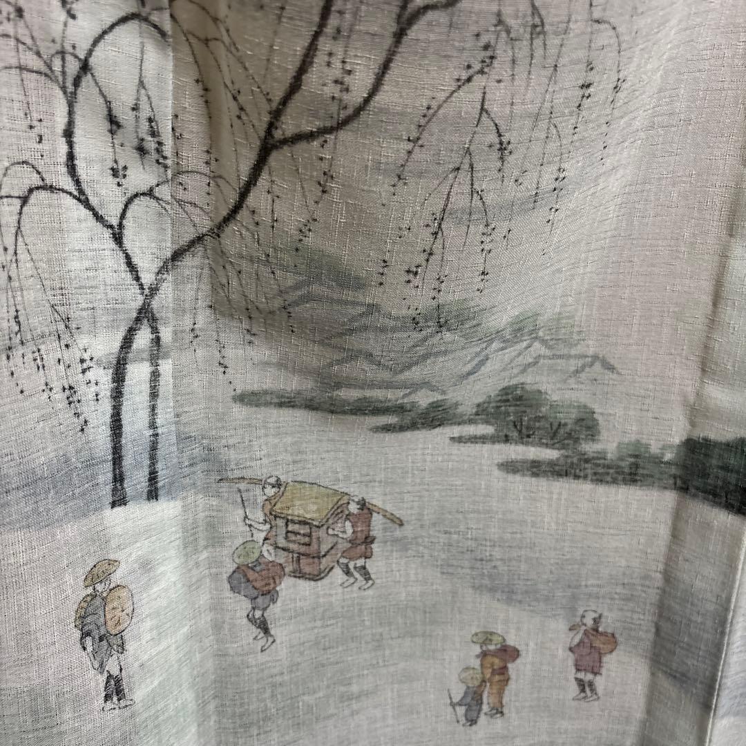 未使用近い　美品　化繊　紗紬風　訪問着　フルセット　5点　身丈163 裄丈69