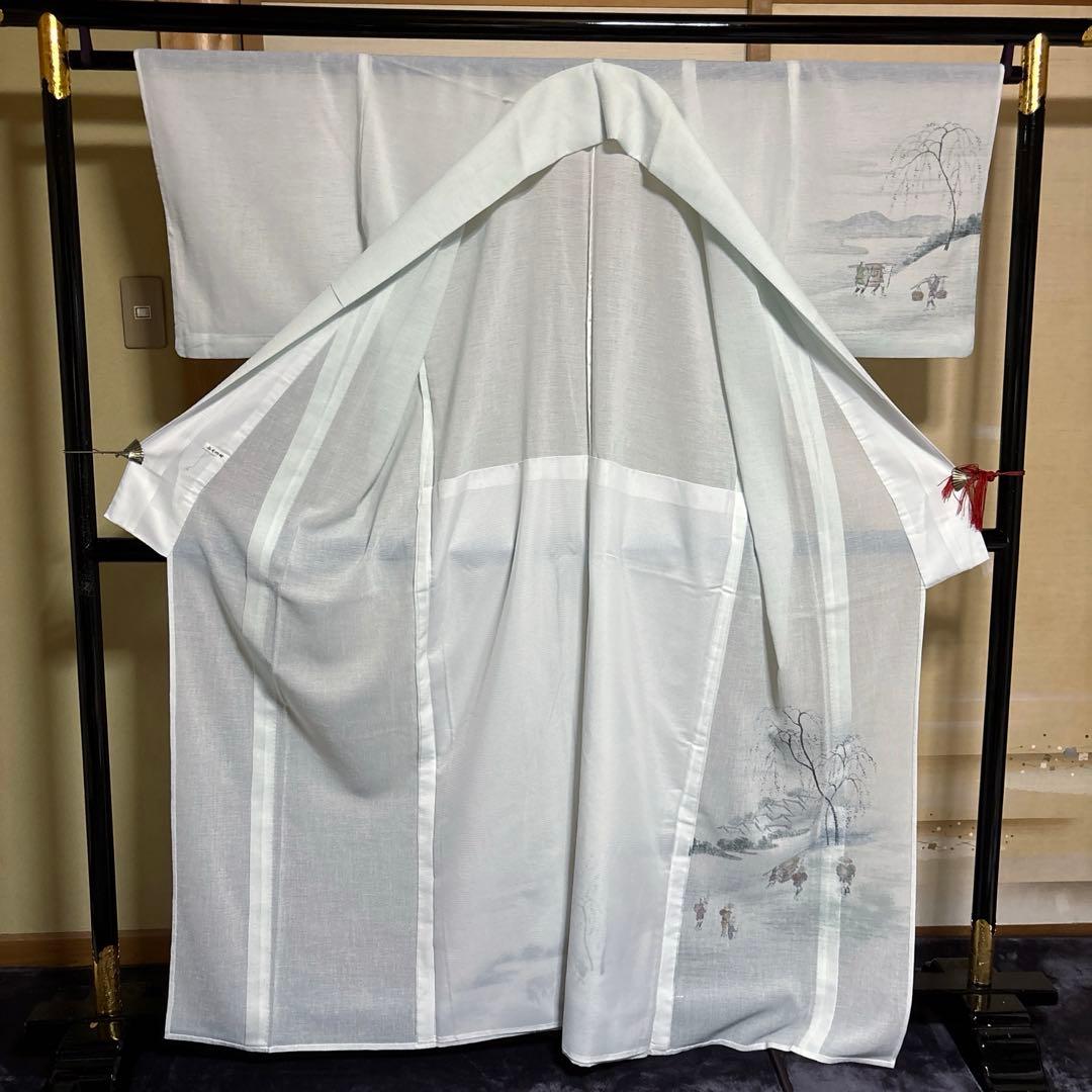 未使用近い　美品　化繊　紗紬風　訪問着　フルセット　5点　身丈163 裄丈69