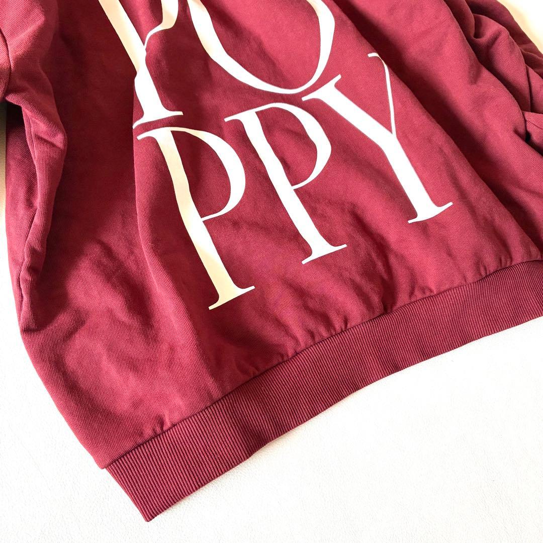 極美品✨POPPY ロゴプリントスウェット　プルオーバー　ギャザースリーブ