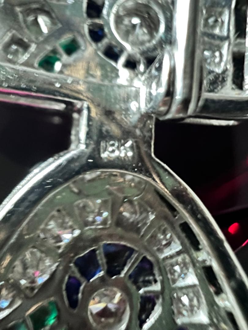 Vintage K18 WGダイヤモンド ブローチ Brooch 約19g