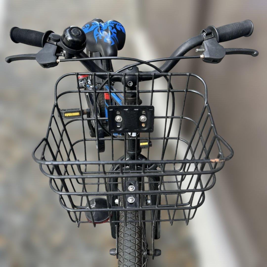 TRAVER 子供用自転車 黒/青 18インチ 補助輪あり