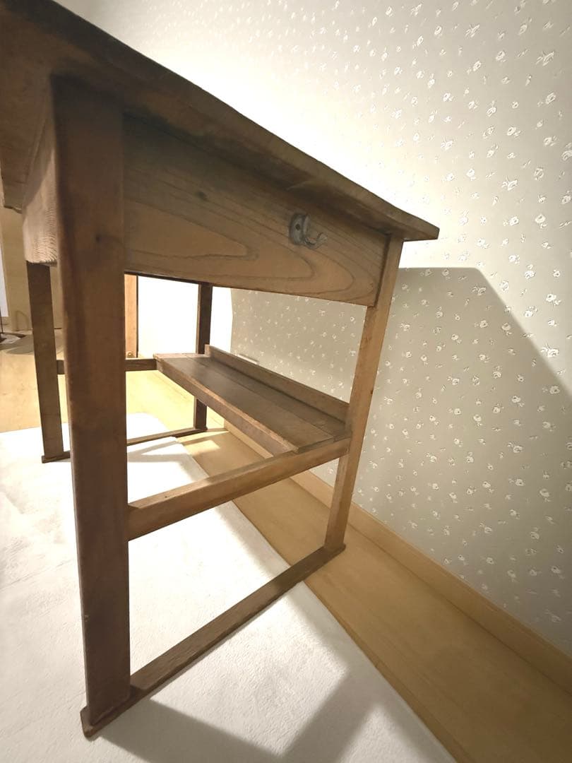 古道具　アンティーク木製　引き出し付き勉強机